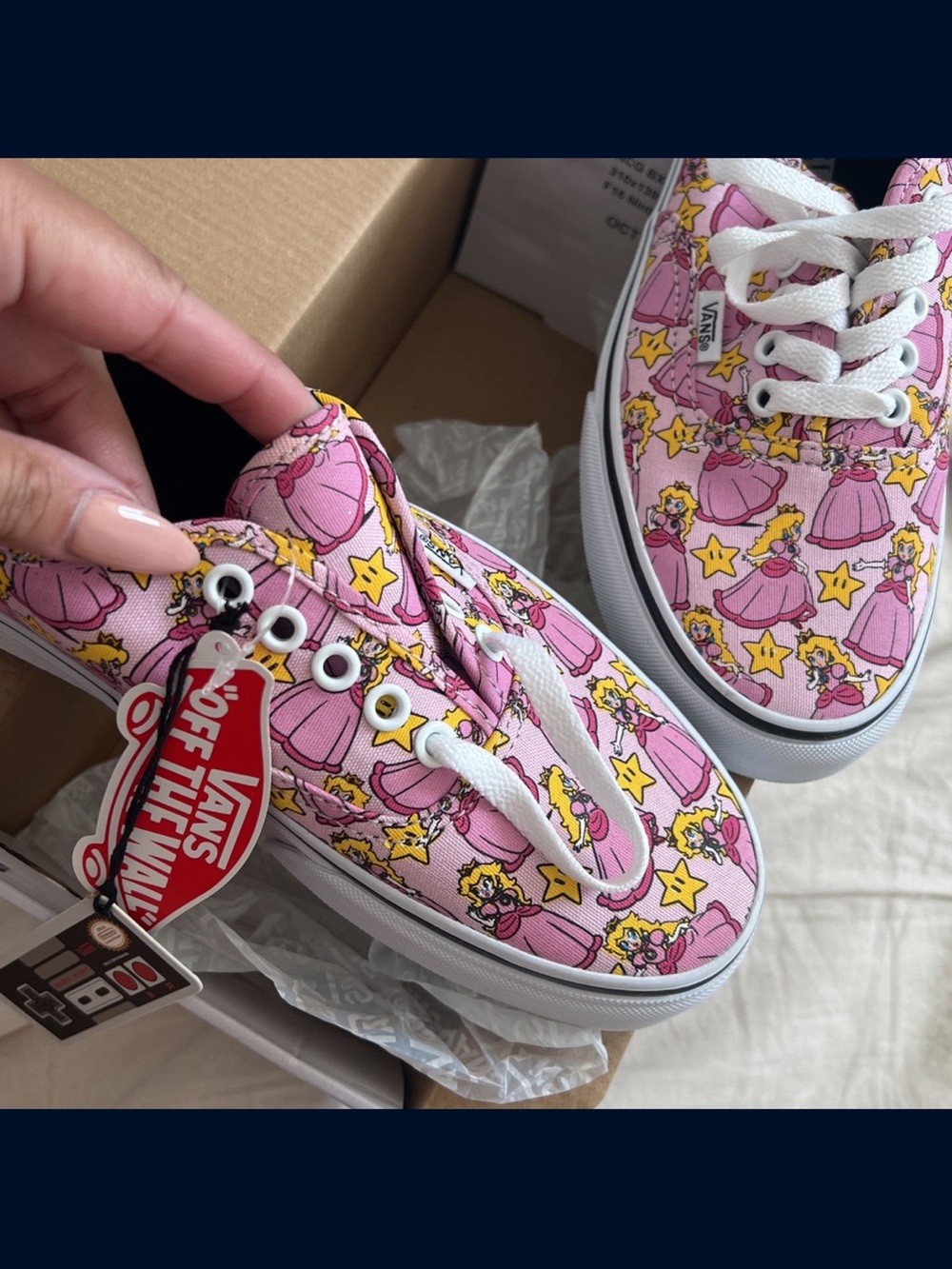 Vans Pink Princess Peach Print Low-Top Sneakers
